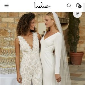 Lulu’s white lace wide leg jumpsuit!
